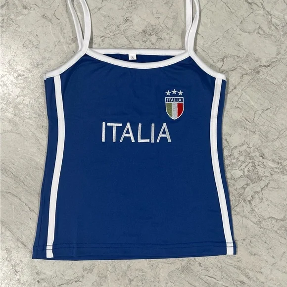 Italia Tank Tops Women Top Baby Brazil Crop T Shirts Graphic Tees Vintage 90s - Picture 3 of 6